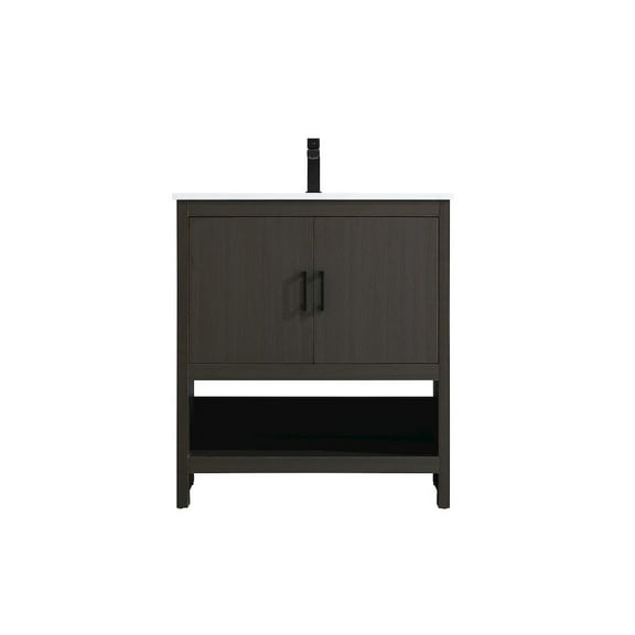 Elegant Kitchen and Bath Ira 30 Inch Single Bathroom Vanity In Mocha Brown