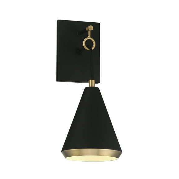 Trade Winds Winona 1-Light Wall Sconce in Matte Black with Natural Brass