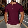 thumbnail image 2 of zbxnLI Summer Casual Stylish T Shirt for Men Comfy Crew Neck Tops with Button Fashion Block Color Workout Clothes, 2 of 6