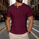 thumbnail image 1 of Ceisia Men's Slim Fit Short Sleeve Henley Shirt Waffle Knit Contrast Panel Casual T-shirt Wine XL Gifts, 1 of 6