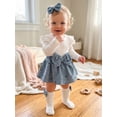 thumbnail image 6 of Loicainy Newborn Baby Girls Summer Romper Dress 3 6 9 12 Months Long Sleeve Skirt Jumpsuit Long Socks Headband Clothes Set, 6 of 9