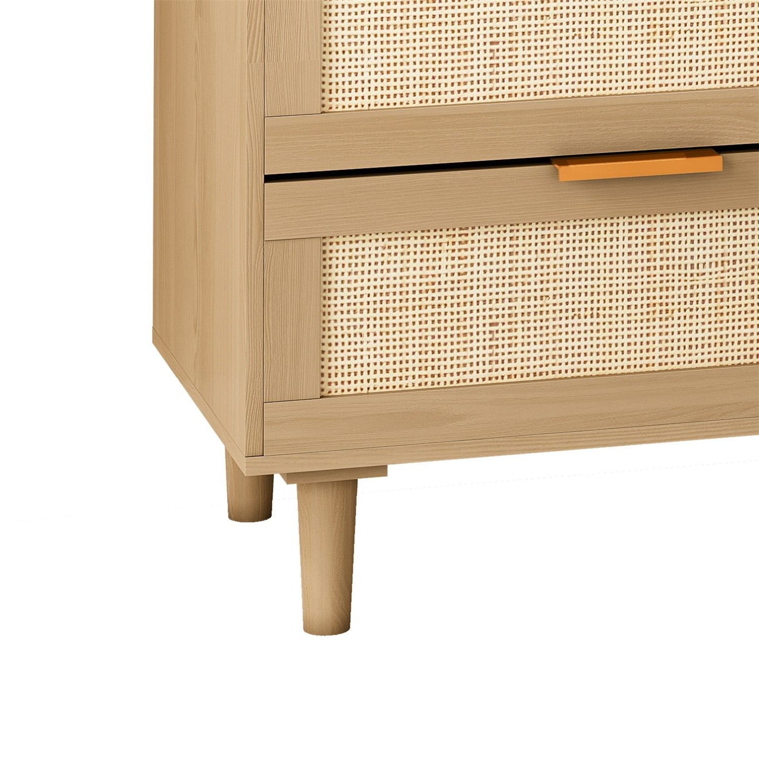 Kadyn Chest of Drawers, 6 Drawers Rattan Dresser for Bedroom with Gold Handle, Oak Nursery Dresser Kadyn Chest of Drawers, 6 Drawers Rattan Dresser for Bedroom with Gold Handle, Oak Nursery Dresser