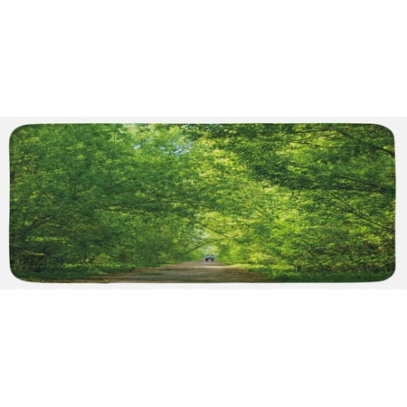 

Landscape Kitchen Mat Fresh Forest Canopy Trees over Footpath in an Old Park People Walking Natural Scenery Plush Decorative Kitchen Mat with Non Slip Backing 47 X 19 Green by Ambesonne