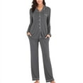 thumbnail image 3 of Maynos Women's Button Down Pajama Set V-Neck Long Sleeve Sleepwear Soft Pj Sets, 3 of 6