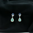 thumbnail image 3 of Rosec Jewels Ethiopian Opal Dangle Earrings with Lab Grown Blue Sapphire and Moissanite, 925 Sterling Silver, 3 of 9