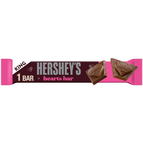 Hershey's Milk Chocolate King Size Hearts, Valentine's Candy Bar, 2.5 oz