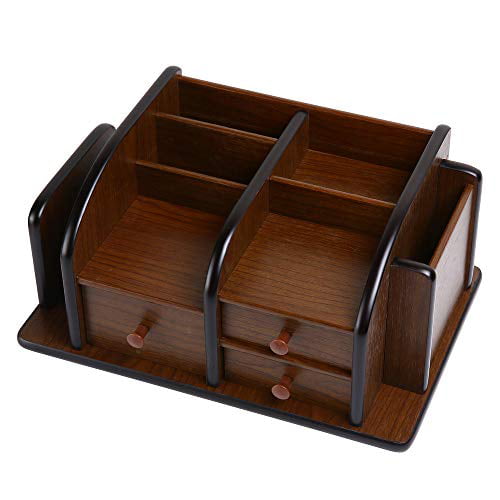 Wood Desktop Organizer with 3 Drawers 2 Shelves and 3 Compartments Office Supplies Holder Desk Accessories Desk Organizer-3+3+2 Siveit Wooden Desk Organizer
