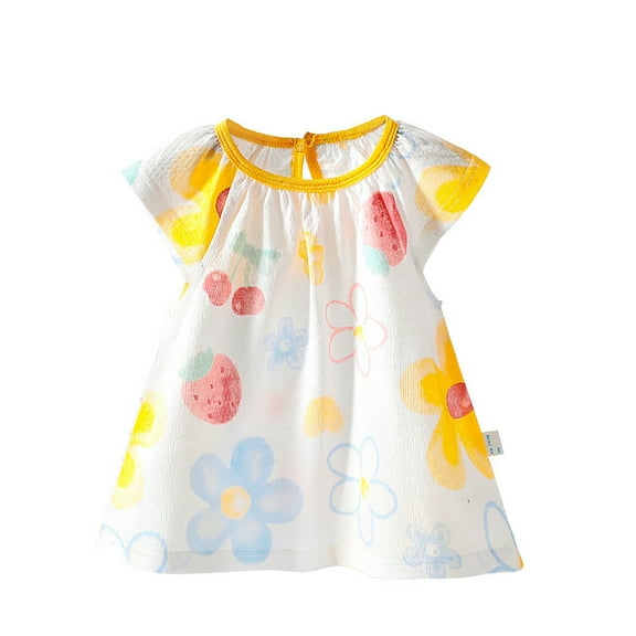 YunPes Toddler Girl's Cotton Dress Toddler Girls Summer Dress Casual Print Short Sleeve Dresses Girls 17 Years Girls 5t Dress