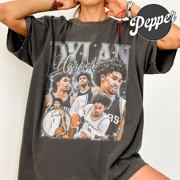 CLOTEX Dylan Harper Bootleg Rap Style Basketball Vintage Comfort Colors Shirt, Black S