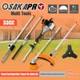 thumbnail image 2 of iRerts 10 in 1 Grass Trimmer, 33CC 2-Cycle Gas Powered Weed Eater with Gas Pole Saw, Hedge Trimmer, Grass Trimmer and Brush Cutter, String Trimmer for Grass Garden Yard Care, Orange/Black, 2 of 10