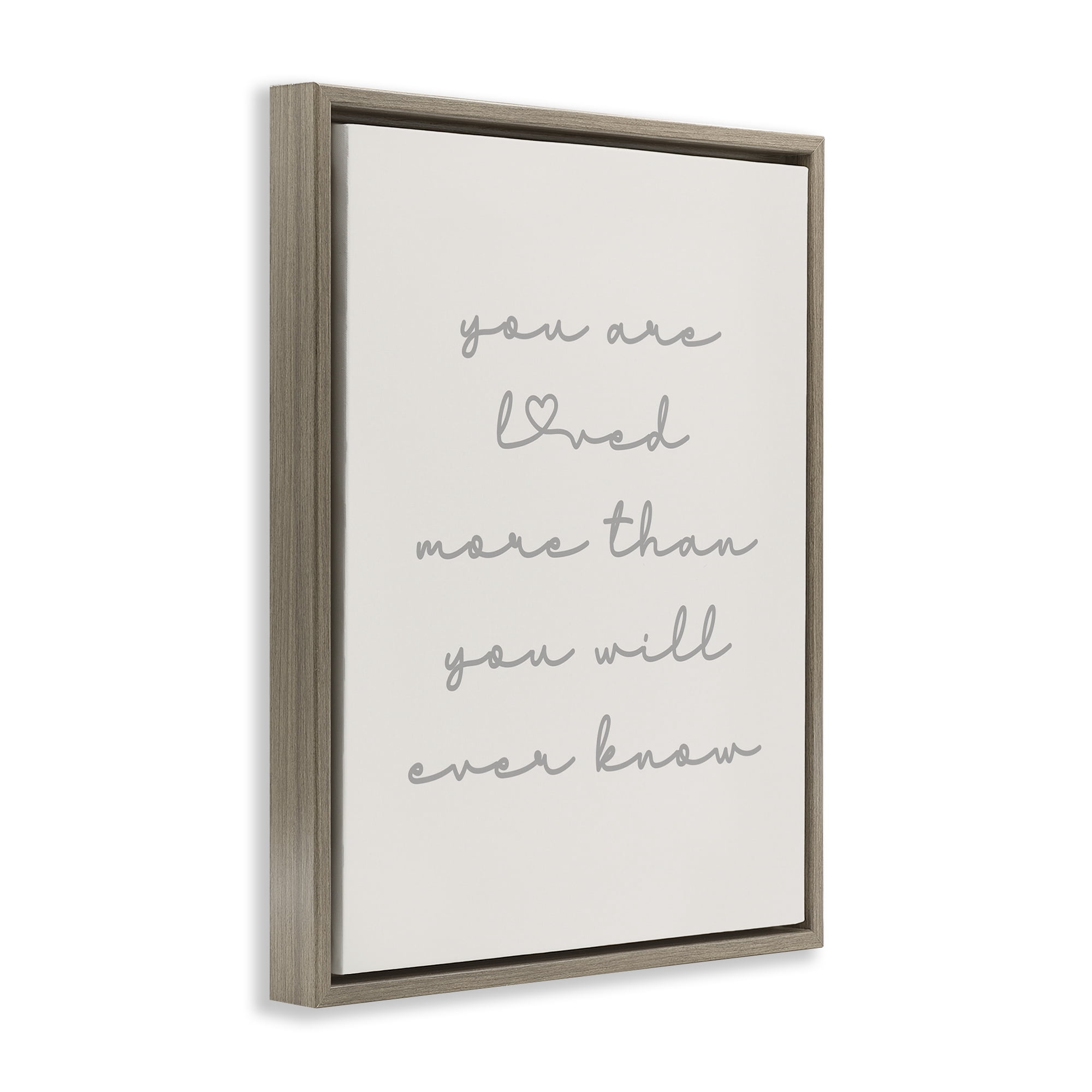 Stupell Industries Minimal You Are Loved Typography Painting Brown Floater Framed Art Print Wall Art, 17 x 21