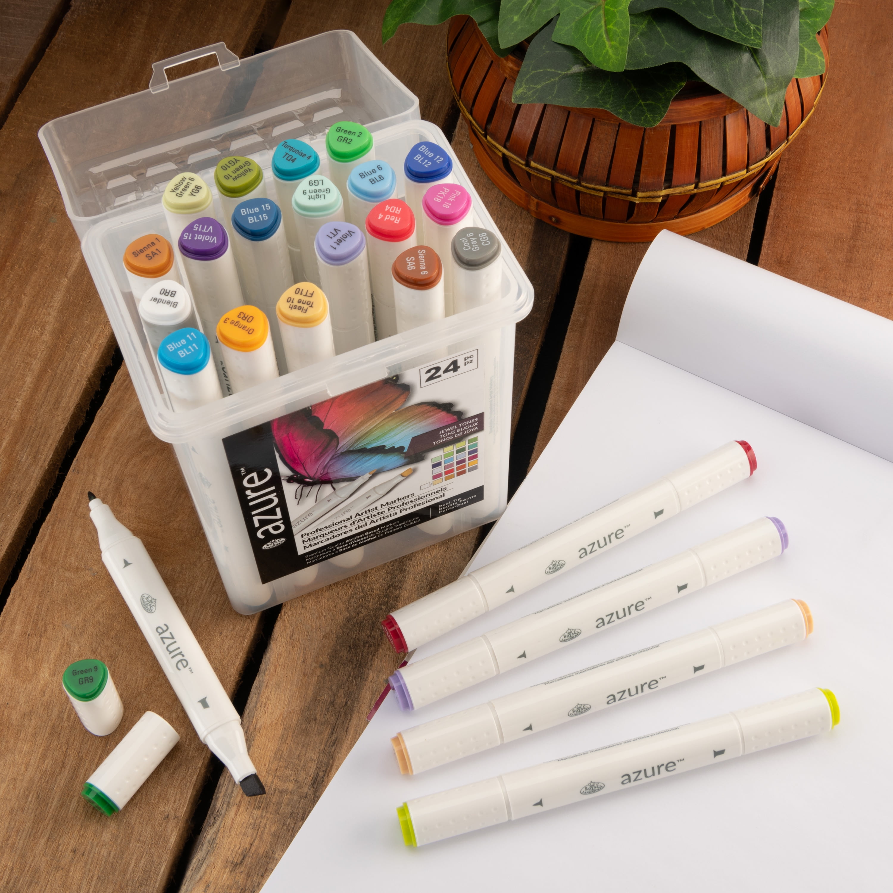Royal & Langnickel Azure 24-Color Dual Tip Alcohol Markers Set