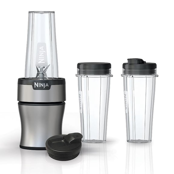 Ninja Nutri-Blender Plus Compact Personal Blender, 900-Peak-Watt Motor, Frozen Drinks, Smoothies, Sauces & More, (3) 20 oz. To-Go Cups, (2) Spout Lids & (1) Storage Lid, Dishwasher Safe, BN301 Silver