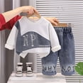 thumbnail image 2 of CAUYDY 3 6 9 12 18 Months Baby Boys Fall Winter Clothes 2T 3T 4T 5T Toddler Long Sleeve Sweatshirt Pants 2Pcs Cute Set Newborn Picture Outfits Grey for Sizes 4-5 Years, 2 of 9