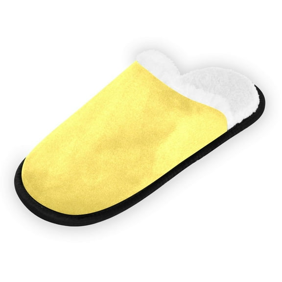 Women's Men's Slippers, Non-Slip Travel Unisex Fleece House Shoes Yellow