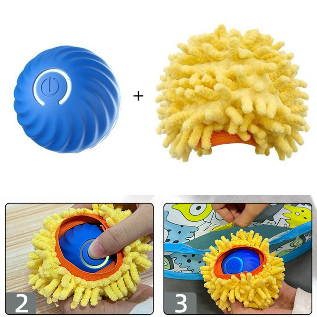Fast Rolling Toy Ball and Motion Activated Cats Toy Playmat Rechargeable Interaction Play Mat Cats Chasing