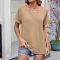 thumbnail image 5 of ZKCCNUK Plus Size Tops for Women Solid Color V-neck Short Sleeved Top T-shirt Top, 5 of 5