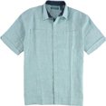 thumbnail image 1 of CubAvera Mini camisa con botones de pata de gallo para hombre, verde, pequeño, 1 of 2