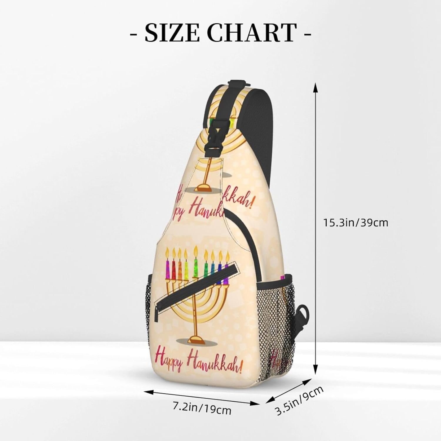 Happy Hanukkah Jewish Chanukah Holiday Sling Bag Crossbody Hiking Travel Chest Bags Backpack Shoulder Daypack for Women Men