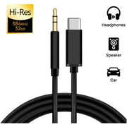 FLPOWER USB C to 3.5mm Audio Aux Jack Adapter, Type C Cable to 3.5mm Headphone Stereo Cord Car Compatible with Pad Pro 2018 Google Pixel 2 3 XL Moto Z and Galaxy Note10+ Huawei HTC - Black