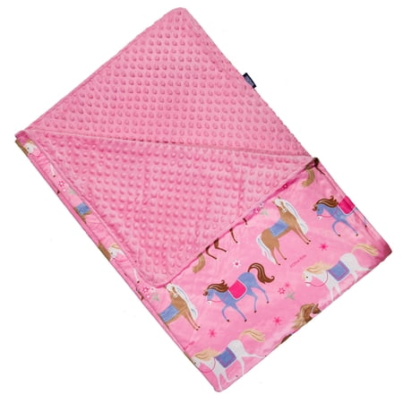 Wildkin Kids Plush Velour Throw Blanket for Girls and Boys (Horses Pink)