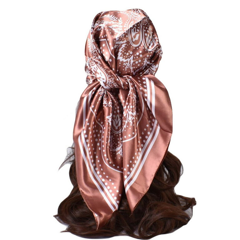 Silvery Jacquard Square Scarf 35 43 Vintage Shawl Women Elegant Head Wrap  Turban Outdoor Windproof Hijab, 90 Days Buyer Protection