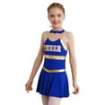 thumbnail image 5 of Ocealan High School Girl Cheerleading Uniform Sleeveless Cheer Leader Metallic Gold Dance Dress Royal Blue 6, 5 of 7