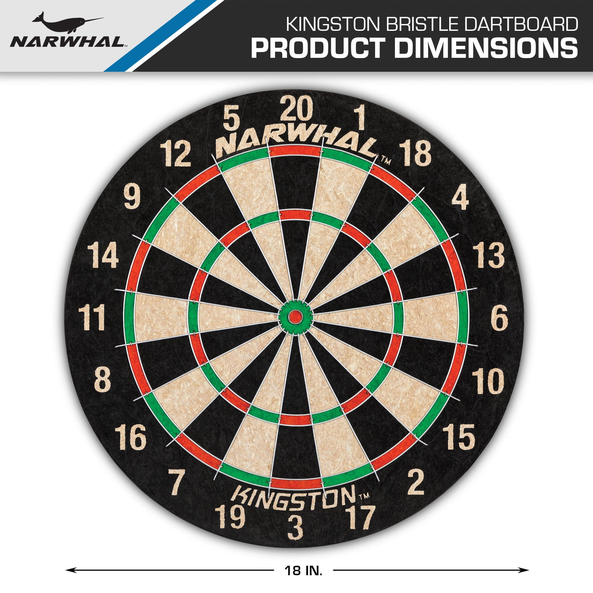 Narwhal Kingston Dartboard; Official Size, Self-Healing Board (Darts Not  Included) 