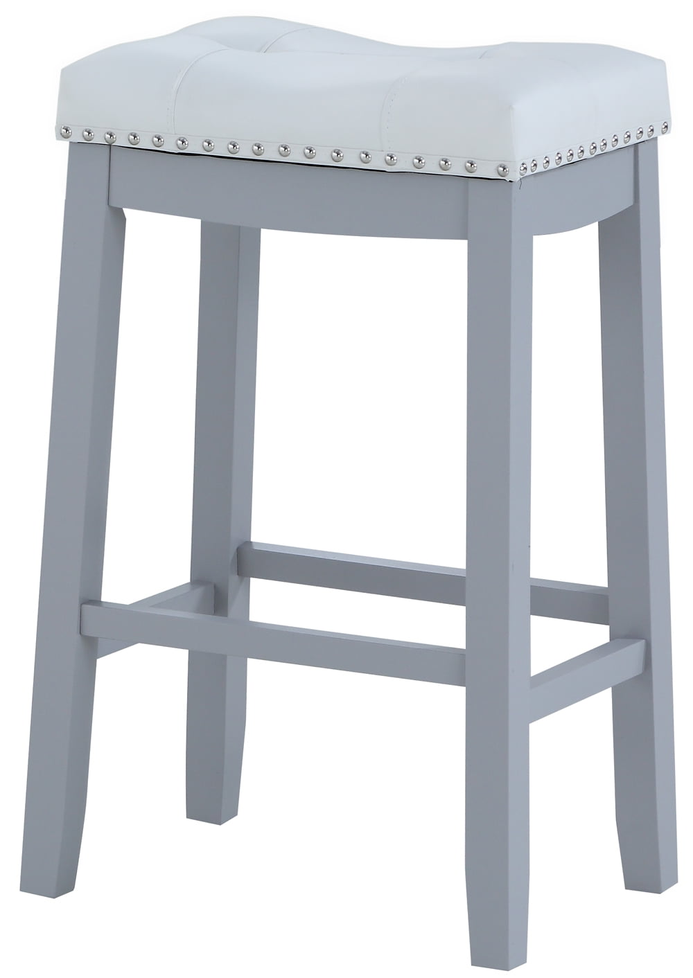 Angel Line Cambridge 29" Padded Saddle Stool-Gray w/ White Cushion ...
