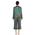 thumbnail image 6 of The Pioneer Woman Satin Notch Collar Top and Cropped Pants Pajama Set, Women’s, 2-Piece, 6 of 6