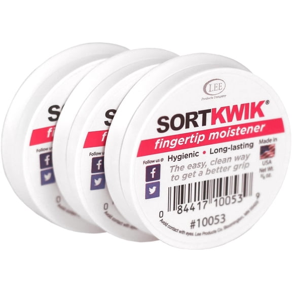 Lee® Sortkwik™ Hygienic Fingertip Moistener, 50% Recycled, 0.63 Oz, Pink, Pack Of 3