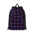 thumbnail image 3 of Balery Purple Black Plaid Vintage Canvas Backpack for Men and Women - Large Capacity, Durable Travel Laptop Bag for School, Work, Hiking, and Outdoor Activities, 3 of 7