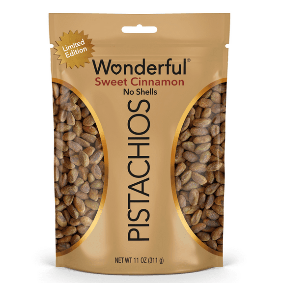Wonderful Pistachios No Shells Sweet Cinnamon Nuts, 11 Ounce Bag