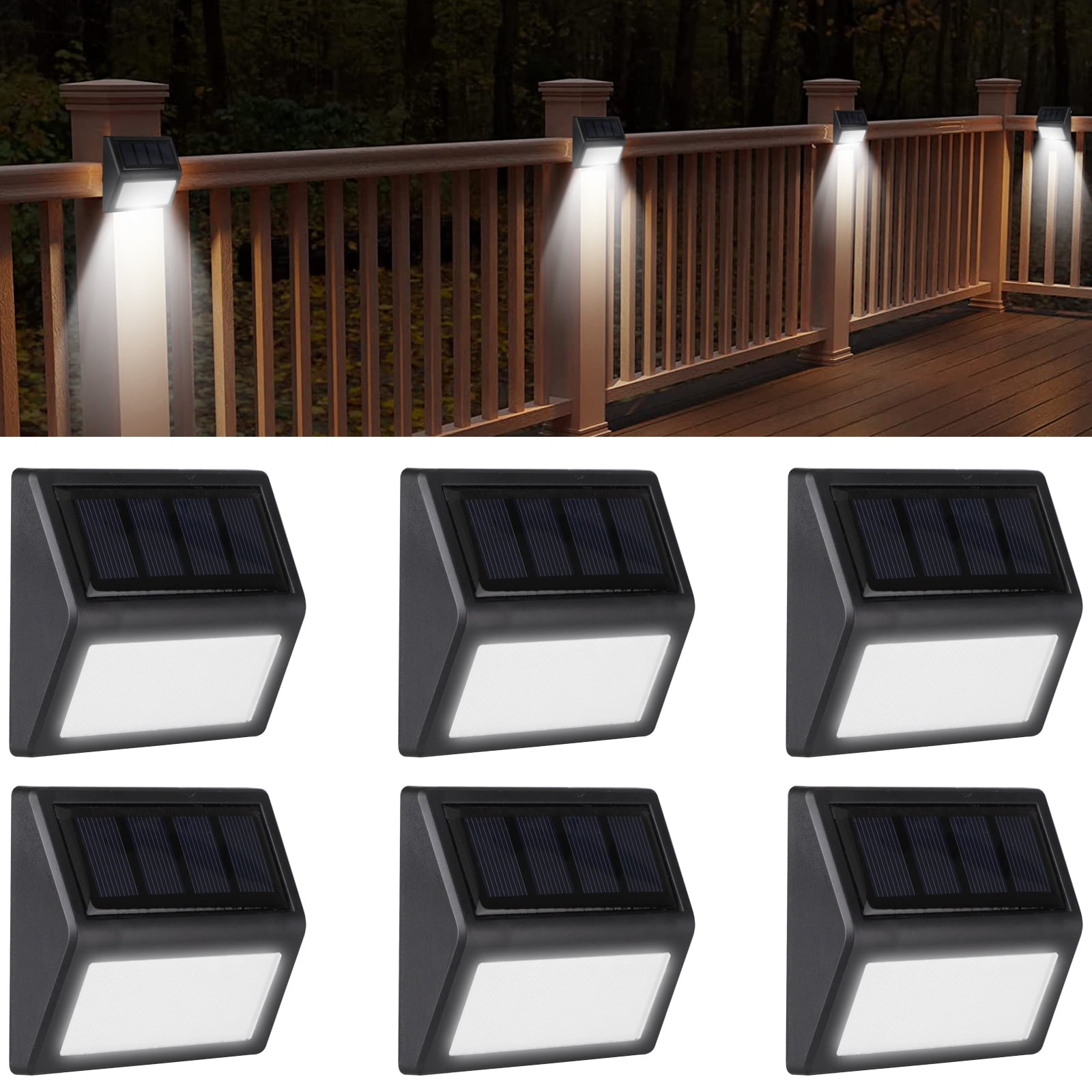 LED Solar Powered Garden Fence Lights Wall Patio Door Outdoor Decking N4C2