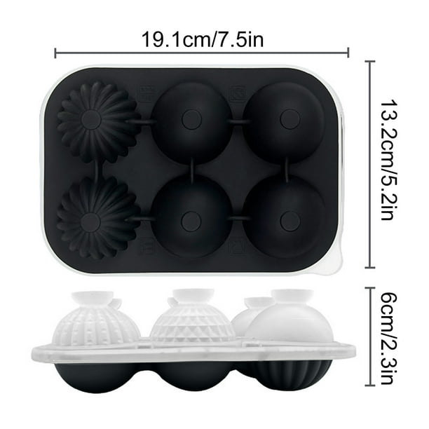 Pisexur Batería de cocina Molde de silicona para cubitos de hielo, combinación de cubitos de hielo esféricos y angulares, de grado alimenticio, para el hogar. para la cocina del hogar