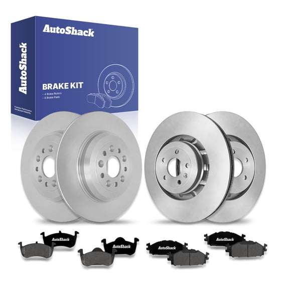 AutoShack Front Vented & Rear Solid Brake Rotors   Premium Ceramic Pads 12-PC Brake Kit Replacement for 2015-2016 Lincoln MKT 2018-2019 Lincoln MKT