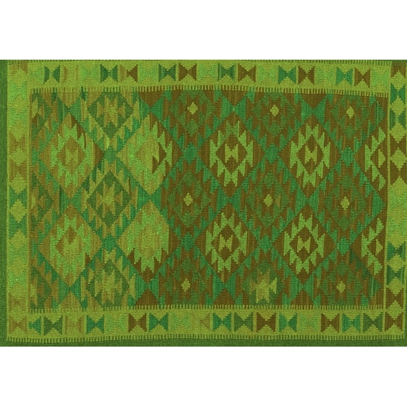 Ahgly Company Indoor Rectangle Oriental Green Traditional Area Rugs, 8' x 12'