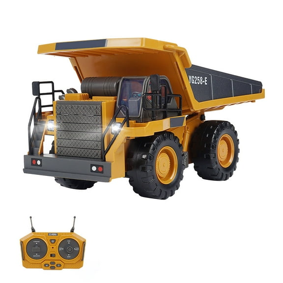 1/24 Scale Alloy RC Mining Dump Truck, 2.4G 9CH Mini Construction Vehicle with Lights and Sound Effects