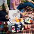 thumbnail image 5 of FORMRS Insulated Cooler Bag 24 Cans Capacity Soft Leakproof Lunch Box with Side Pockets, Blue Retro Shapes, 5 of 7
