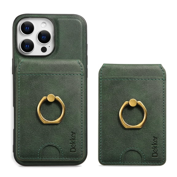 2 in 1 Detachable Magnetic Phone Cases Compatible with iPhone 12 Pro / 12 Case with Card Holder Finger Ring, Compatible with Magsafe Wallet, PU Leather Men Women for iPhone 12 Pro / 12 - Green