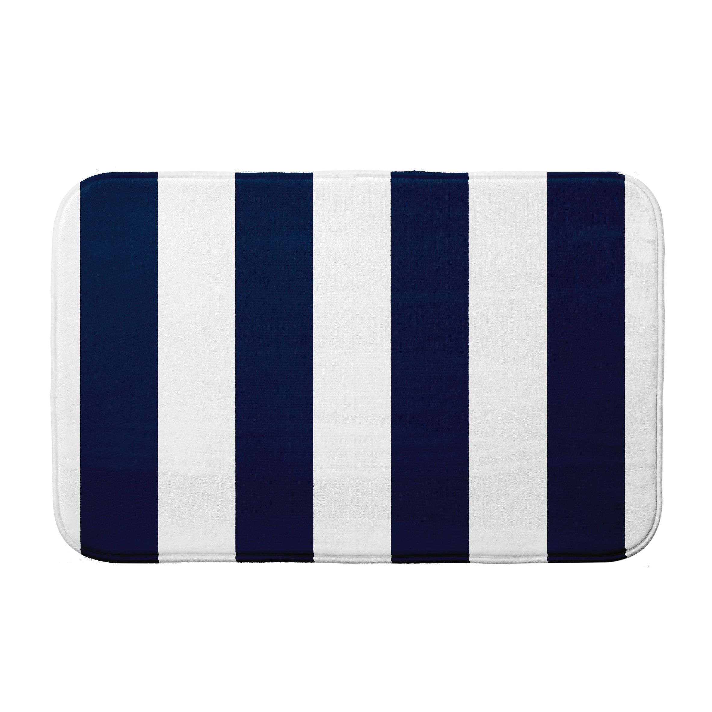 Simply Daisy 34" x 21" Plush Microfiber Blue Vertical Stripes Bath Mat