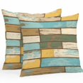 thumbnail image 2 of Throw Pillow Covers 16x16 Inch Set of 2, Brown Blue Vintage Waterproof Outdoor Pillow Covers, Retro Farmhouse Elegant Pastoral Decorative Cushion Pillowcases for Couch, Sofa, Bed, Garden, Patio, 2 of 9