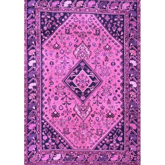 Ahgly Company Indoor Rectangle Medallion Purple Traditional Area Rugs, 5' x 7'