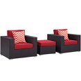 thumbnail image 1 of Modway Convene Wicker Rattan 3-Piece Outdoor Patio Furniture Set in Espresso Red, 1 of 5