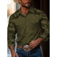thumbnail image 3 of Men's Camouflage Tactical Shirts Outdoor with Pocket Long Sleeve Button Down Shirts Plain Casual Shirt Casual Lapel Western Shirt Workwear Outdoor Work Shirt Cowboy Shirt Blue XXL, 3 of 5