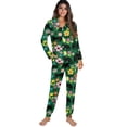thumbnail image 4 of DISNIMO Cat Flower Printed Pajama Set for Women 2 Piece Pj Set Long Sleeve Lounge Set Casual Button Down Sleepwear Nightwear with Long Pants, Halloween Decor, 4 of 7