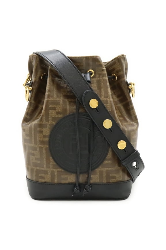 Pre-Owned FENDI Zucca Montresor Bucket Bag, Shoulder Handbag, Coated Canvas, Brown, 8BT298
