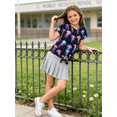 thumbnail image 2 of Lanbubble Girls Graphic T-Shirt Kids Short Sleeve Tie Front Tee Tops 7-12 Years, 2 of 8