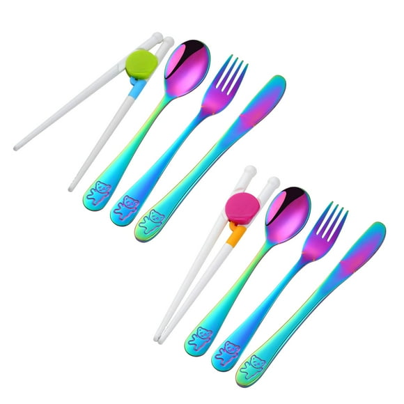 Juego de cubiertos Poylim de acero inoxidable para niños Rainbow, 8 piezas