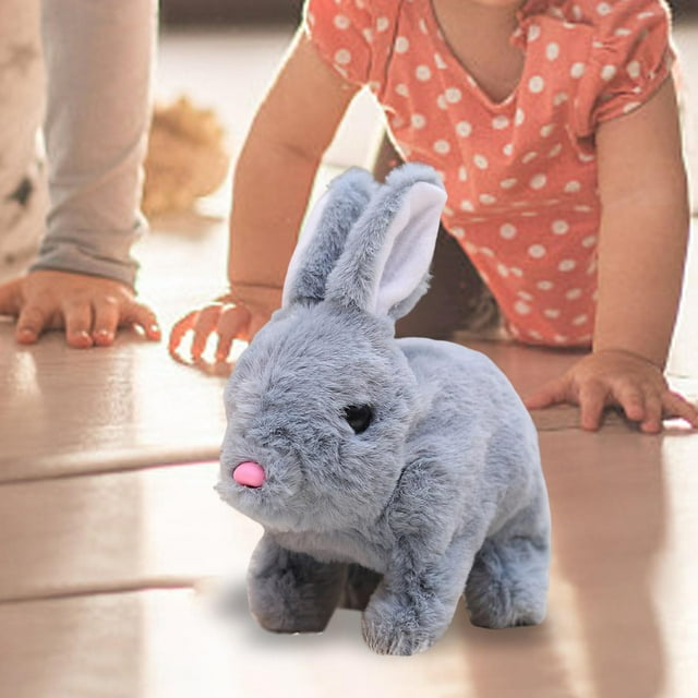 Interactive Rabbit Toy Stuffed Animal Lovely for Birthday Gifts Party Favors gray